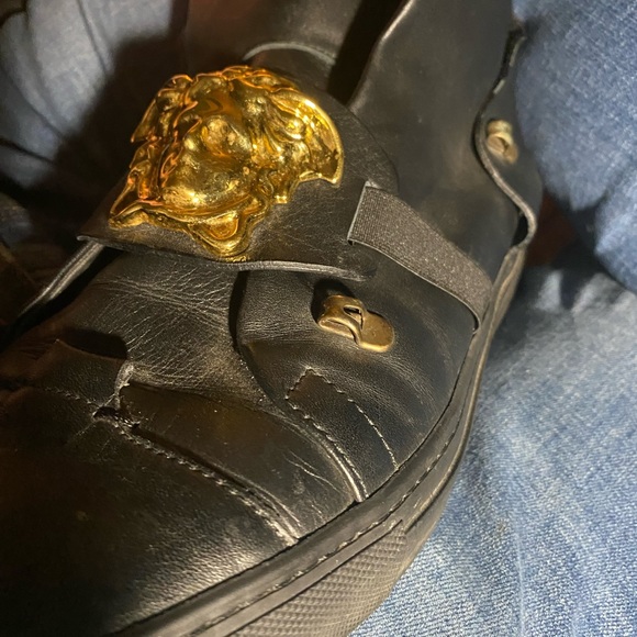 Versace Blue Leather Medusa High-Top Sneakers Size 45.5 - Picture 9 of 10